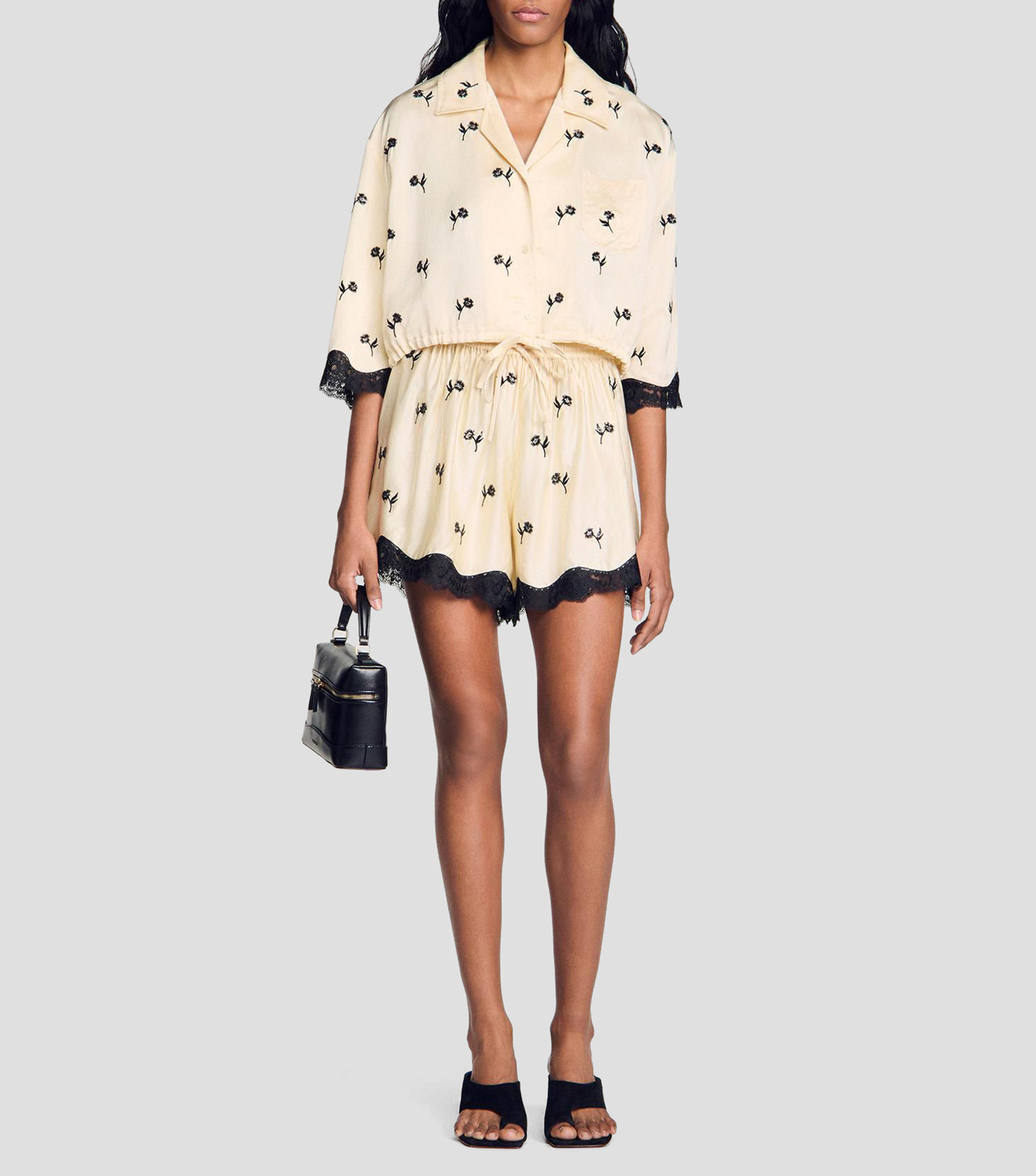 Camisa estampada con manga corta Mujer